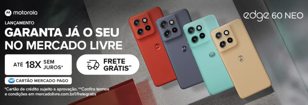 Smartphone Motorola Edge 60 Neo 5G - 256GB 24GB (12GB RAM + 12GB Ram Boost) 50MP Sony Camera Moto AI e tela 1.5K Super HD - Cinza